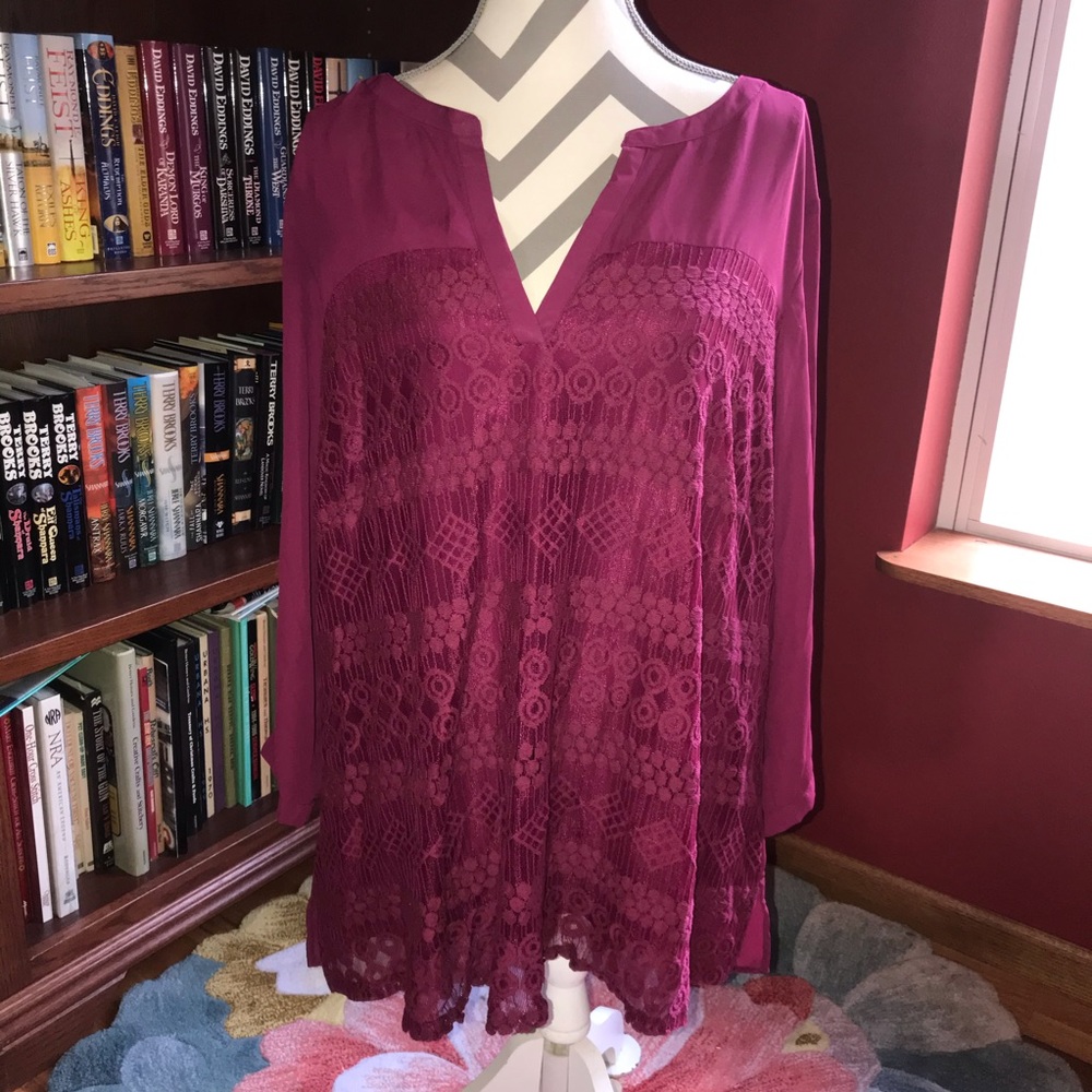 Meera Lane Purple Sheer Blouse Size 4x